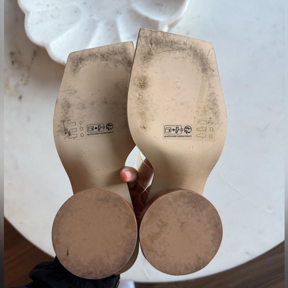 SOLD - Cult Gaia Cream Mules with Wooden Heel - Picture 7 of 7